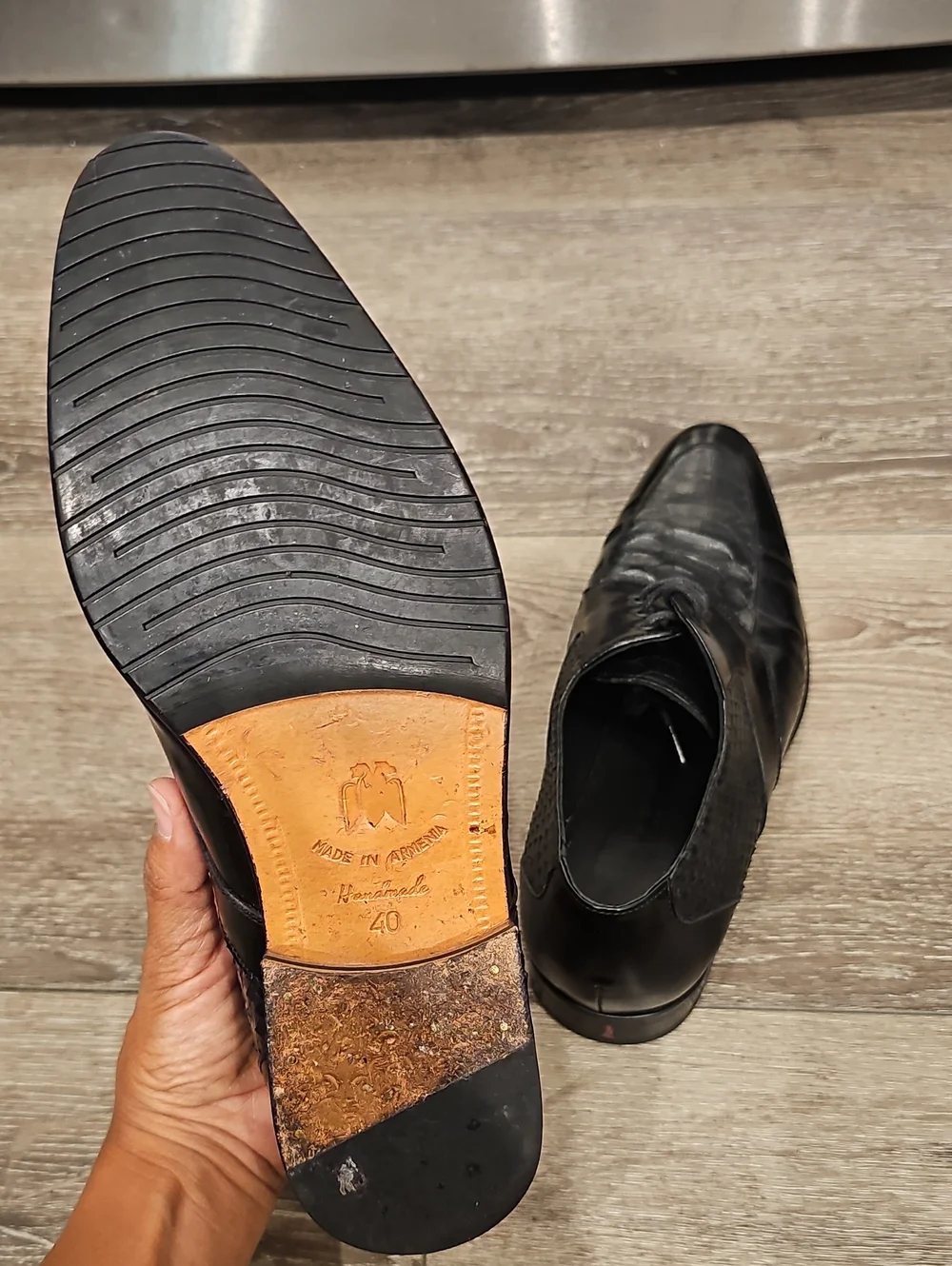 [New] Men's Black Leather Derby Lace Up Oxfords HANDMADE Croc & Snakeskin Sz 40